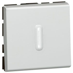 Legrand 077042 Mosaic Кнопочный выключатель перекидной 2x модульный с подсветкой-6А-250В-белый