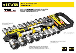 STAYER RSS 10S, 10 предм., (1/4&Prime;), набор торцовых головок (27758-H10)