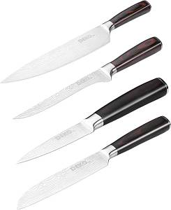 Набор кухонных ножей DEKO DKK06 с деревянной ручкой, сталь 7Cr17 (4 предмета) 041-0101