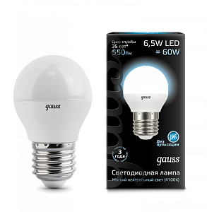 gauss 105102207 Лампа LED Globe E27 6,5W 4100K